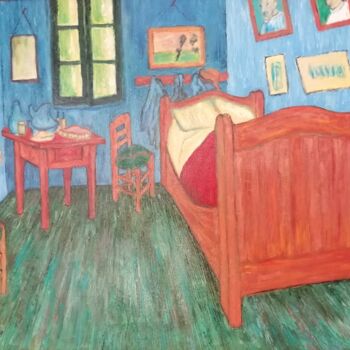 Peinture intitulée "Chambre de Van Gogh" par Gilbert Malvoisin, Œuvre d'art originale, Huile Monté sur Châssis en bois