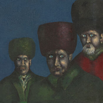 Pittura intitolato "Les Trois Frères" da Gilbert Ovtcharenko, Opera d'arte originale, Acrilico Montato su Telaio per barella…