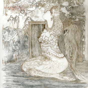 Printmaking titled "Christine" by Gilberte Girard, Original Artwork, Monotype