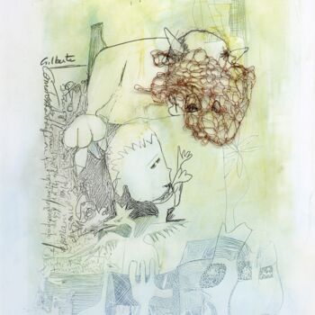 Rysunek zatytułowany „Clautilde petite” autorstwa Gilberte Girard, Oryginalna praca, Rytownictwo