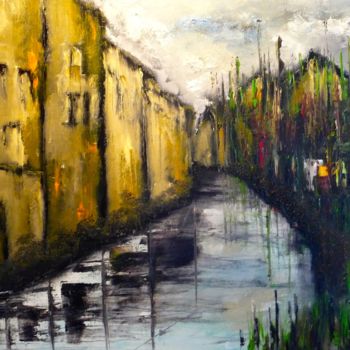 Painting titled "544-le-petit-cours-…" by Gilbert Goy, Original Artwork, Oil