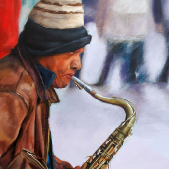 Painting titled "Artista di strada-s…" by Gilberto Nieto, Original Artwork