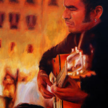 Painting titled "Artista di strada-c…" by Gilberto Nieto, Original Artwork