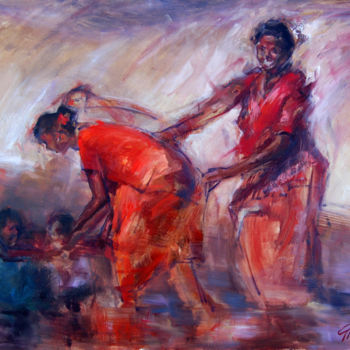 Painting titled "Bagnanti indiane" by Gilberto Nieto, Original Artwork