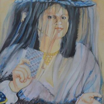 Painting titled "Adivina" by Gilberto Ramirez Garzon, Original Artwork, Watercolor