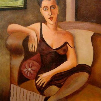 Malarstwo zatytułowany „No sofá” autorstwa Gilberto Cabral, Oryginalna praca