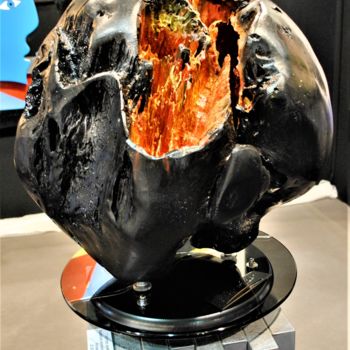 Sculpture titled "mYstic energY ball…" by Gil'Ber Pautler, Original Artwork, Wood