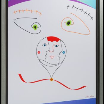 Arts numériques intitulée "Le Clown 0.1" par Gil'Ber Pautler, Œuvre d'art originale, Peinture numérique Monté sur Autre pann…