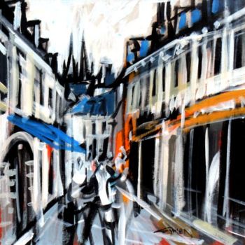 Painting titled "QUIMPER : Rue Chape…" by Gilbert Tymen, Original Artwork, Acrylic