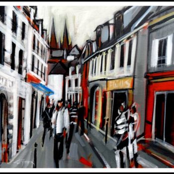 Malerei mit dem Titel "QUIMPER :Rue Chapea…" von Gilbert Tymen, Original-Kunstwerk, Acryl