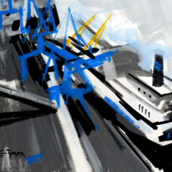 「Les grues bleues」というタイトルの絵画 Gilbert Tymenによって, オリジナルのアートワーク, アクリル