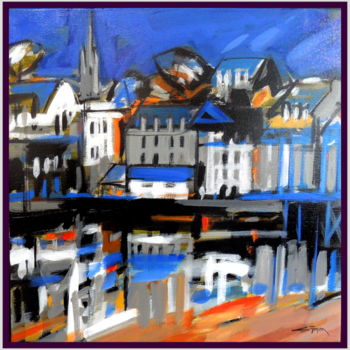 Картина под названием "Douarnenez: le port…" - Gilbert Tymen, Подлинное произведение искусства, Акрил