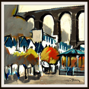 Malerei mit dem Titel "MORLAIX : Place des…" von Gilbert Tymen, Original-Kunstwerk, Acryl