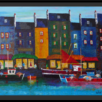 Painting titled "Honfleur Le Vieux B…" by Gilbert Vaillant, Original Artwork, Acrylic