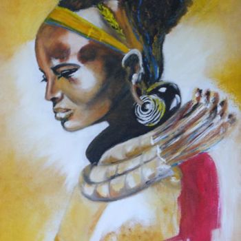 Schilderij getiteld "Massaï" door Gilco, Origineel Kunstwerk, Olie