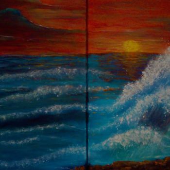 Painting titled "Couche du soleil" by Giliola Popescu, Original Artwork, Acrylic