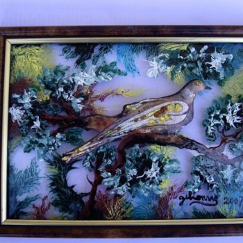 Peinture intitulée "L'OISEAU DANS LA FO…" par Gilionne, Œuvre d'art originale, Autre