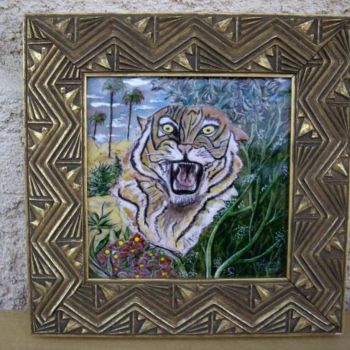 Картина под названием "TIGRE D'AFRIQUE" - Gilionne, Подлинное произведение искусства