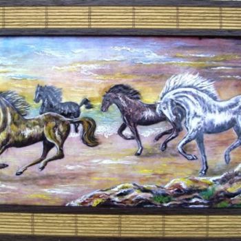 Peinture intitulée "La horde sauvage" par Gilionne, Œuvre d'art originale