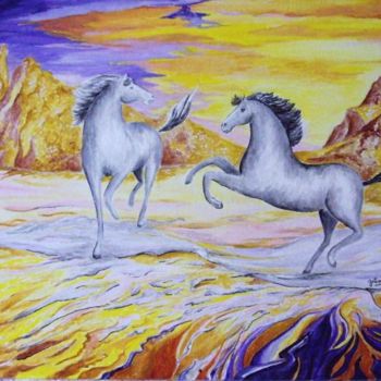 Картина под названием "Couleur cheval" - Gilionne, Подлинное произведение искусства