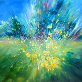 Painting titled "The Flowers Scream…" by Gill Bustamante, Original Artwork, Oil Mounted on Wood Stretcher frame