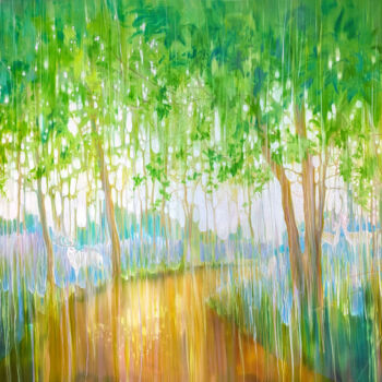 Картина под названием "Renewal of Springti…" - Gill Bustamante, Подлинное произведение искусства, Масло Установлен на Деревя…