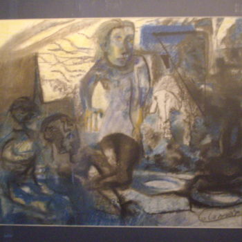 Peinture intitulée "maison chuintante o…" par Gilles Colomar, Œuvre d'art originale, Pastel