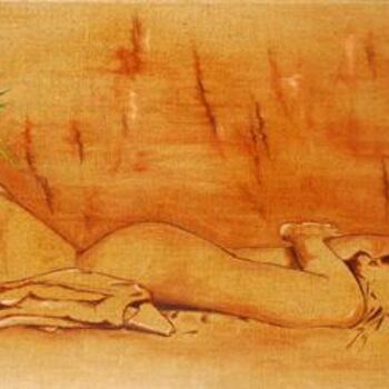 Painting titled "REVERIE EN OCRE" by Gilles Fraysse, Original Artwork, Oil