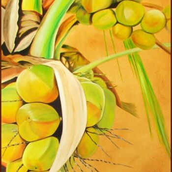 Painting titled "NOIX DE COCO" by Gilles Fraysse, Original Artwork, Oil