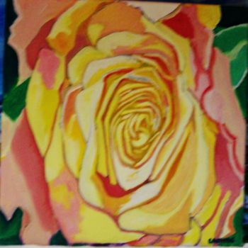 Painting titled "rose" by Gilles Gautier, Original Artwork, Oil