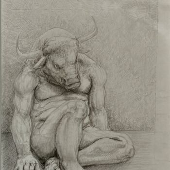 Drawing titled "La solitude du Mino…" by Gilles Glaçon, Original Artwork, Pencil