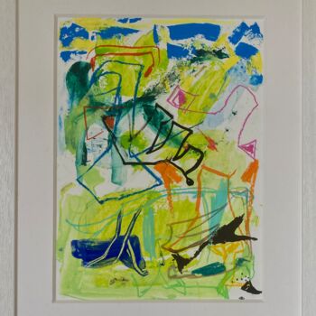 Painting titled "Green Rhapsodie" by Gilles Glaçon, Original Artwork, Acrylic Mounted on Other rigid panel