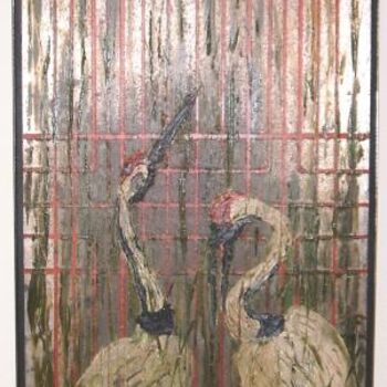 Peinture intitulée "CIGOGNE" par Gilles Lajeunesse, Œuvre d'art originale, Huile