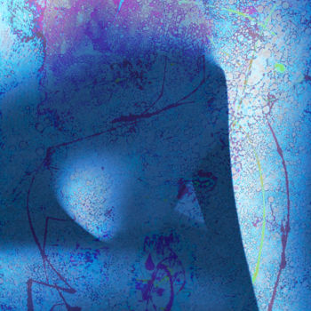 Digital Arts titled "Sarah en bleu" by Gilles Larbi, Original Artwork, Digital Painting