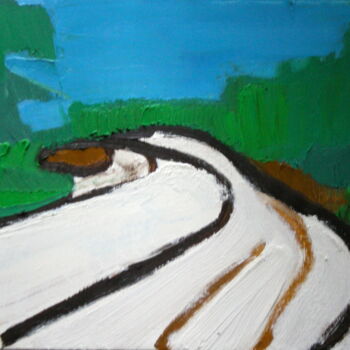 Peinture intitulée "Chemin enneigé" par Gilles Piquereau, Œuvre d'art originale, Huile