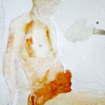 Malerei mit dem Titel "Martyr Painted" von Gilles Piquereau, Original-Kunstwerk, Aquarell