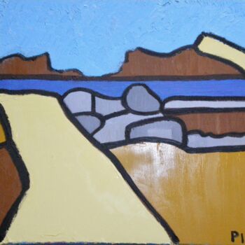 Pintura titulada "Chemin du littoral" por Gilles Piquereau, Obra de arte original, Oleo