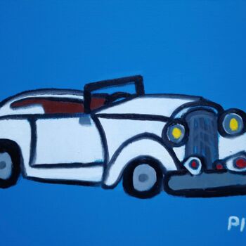 Painting titled "Cabriolet Traction…" by Gilles Piquereau, Original Artwork, Oil