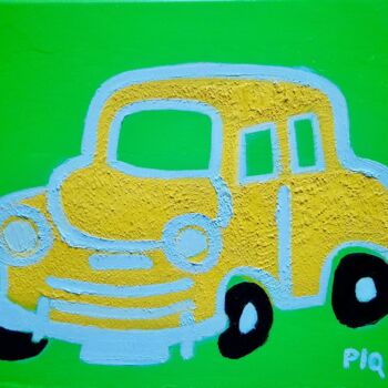 Painting titled "Renault 4 CV "moust…" by Gilles Piquereau, Original Artwork, Oil