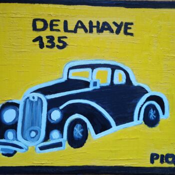 Schilderij getiteld "DELAHAYE TYPE 135" door Gilles Piquereau, Origineel Kunstwerk, Olie