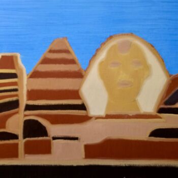 Картина под названием "Sphinx de Gizeh" - Gilles Piquereau, Подлинное произведение искусства, Масло