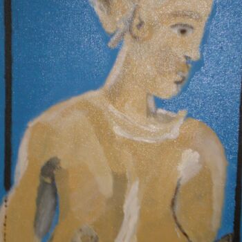 Pittura intitolato "Buste ocre sur fond…" da Gilles Piquereau, Opera d'arte originale, Acrilico