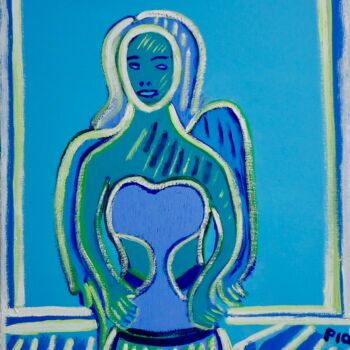 Peinture intitulée "La Femme Angélique" par Gilles Piquereau, Œuvre d'art originale, Huile