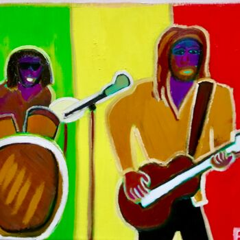 Painting titled "REGGAE BY MY SIDE" by Gilles Piquereau, Original Artwork, Oil