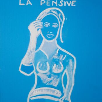 Pittura intitolato "LA PENSIVE" da Gilles Piquereau, Opera d'arte originale, Olio
