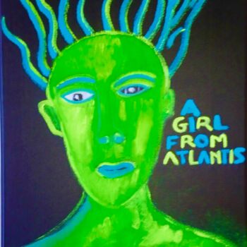 Painting titled "A GIRL FROM ATLANTIS" by Gilles Piquereau, Original Artwork, Oil