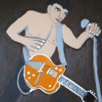Peinture intitulée "L'Homme à la guitar…" par Gilles Piquereau, Œuvre d'art originale, Huile