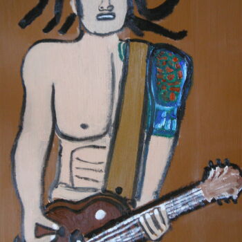 Pintura intitulada "Lenny Kravitz" por Gilles Piquereau, Obras de arte originais, Óleo