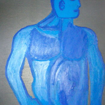 Pintura intitulada "Homme bleu" por Gilles Piquereau, Obras de arte originais