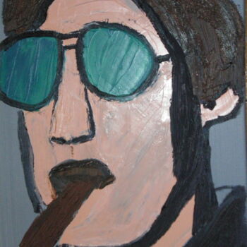 「Jacques Dutronc」というタイトルの絵画 Gilles Piquereauによって, オリジナルのアートワーク, オイル